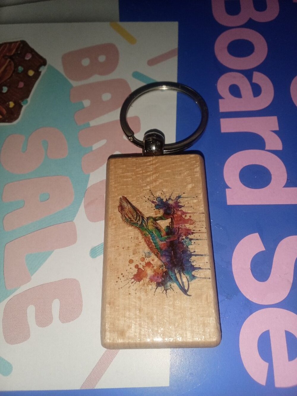Handmade Lizard Iguana Wooden Keychain